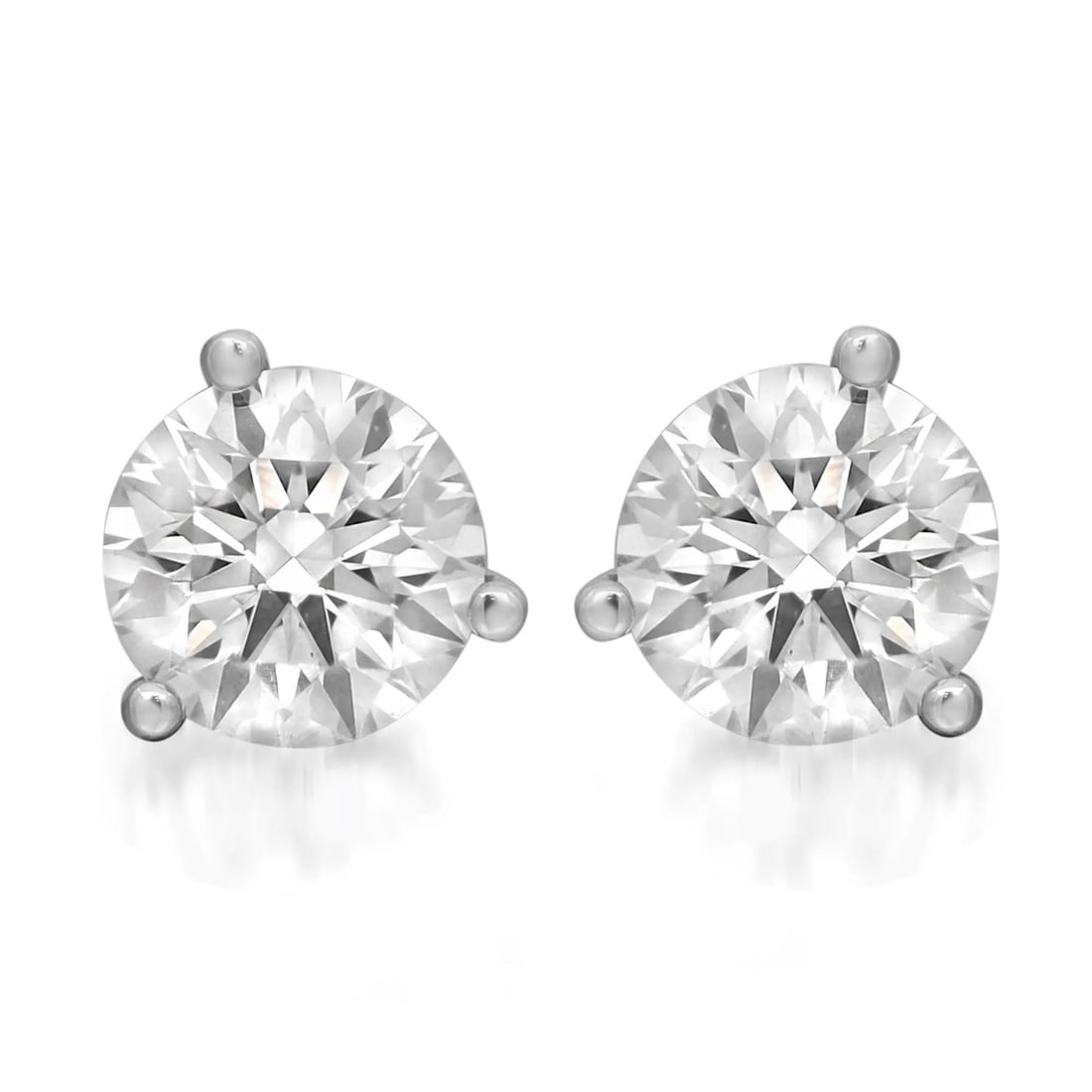 Rachel Koen 18K White Gold Lab Grown Diamond Stud Earrings 2.42ct E VS1 (1 of 5)