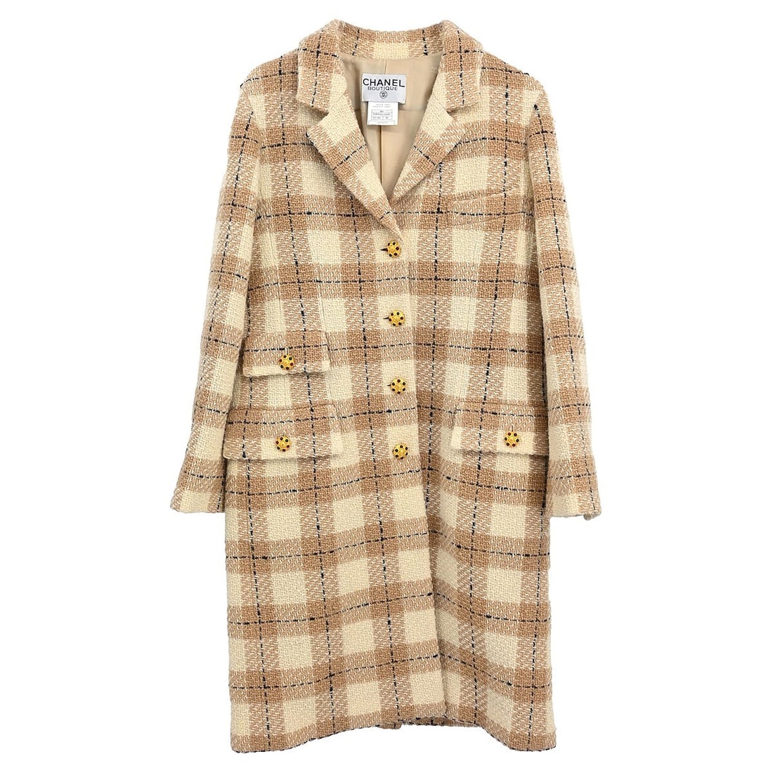Chanel Vintage Beige Coat 90% Wool 10% Alpaca Size 36 (1 of 10)