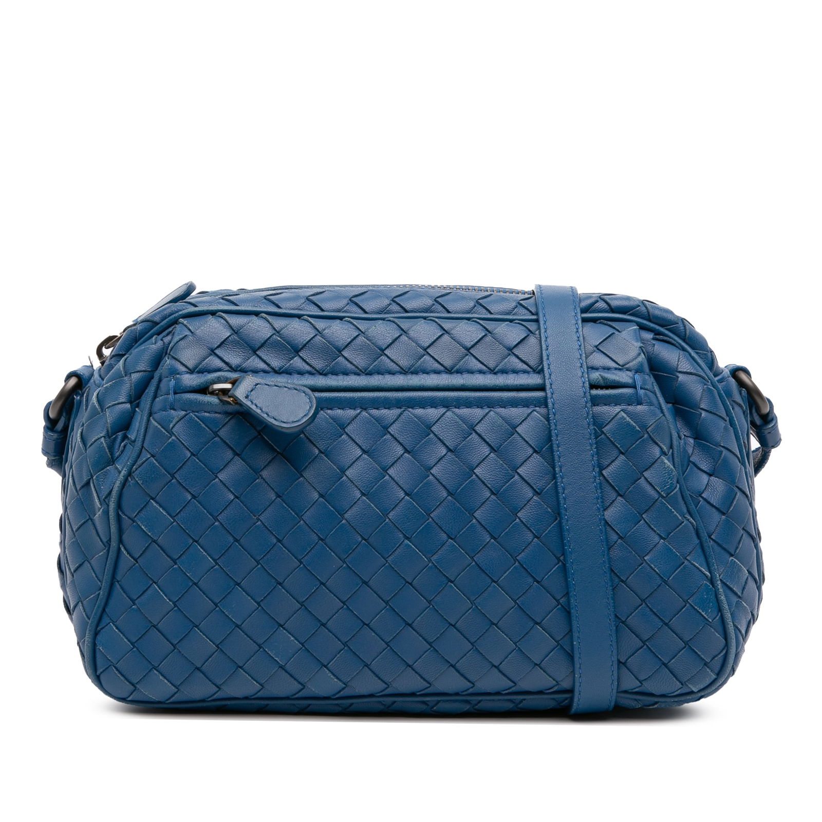 Bottega Veneta Nappa Intrecciato Blue Leather Crossbody Bag (1 of 8)