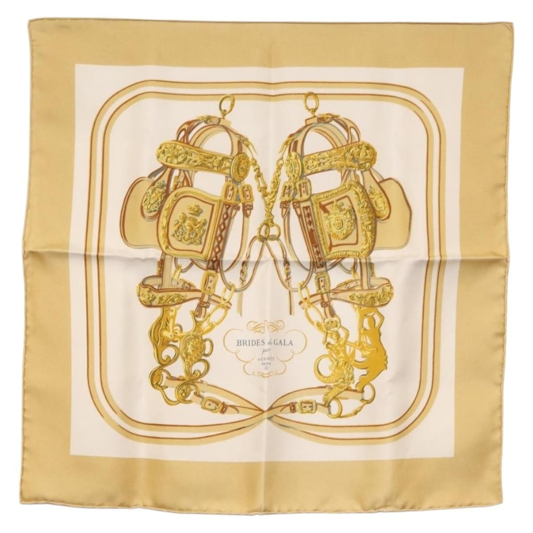 Silk Brides de Gala Beige Scarf 40cm by Hermes France (1 of 8)