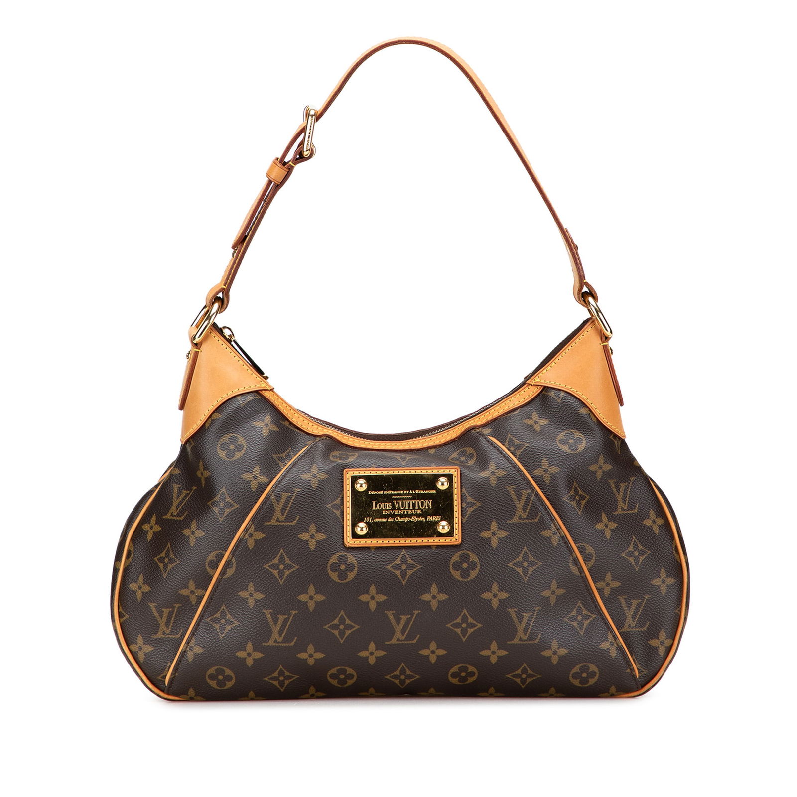 Louis Vuitton Monogram Thames GM Bag with Vachetta Leather Trim: Louis Vuitton Monogram Thames GM Bag with Vachetta Leather Trim The Louis Vuitton Monogram Thames GM is a stylish and functional bag crafted from durable monogram canvas with vachetta leather trim. It
