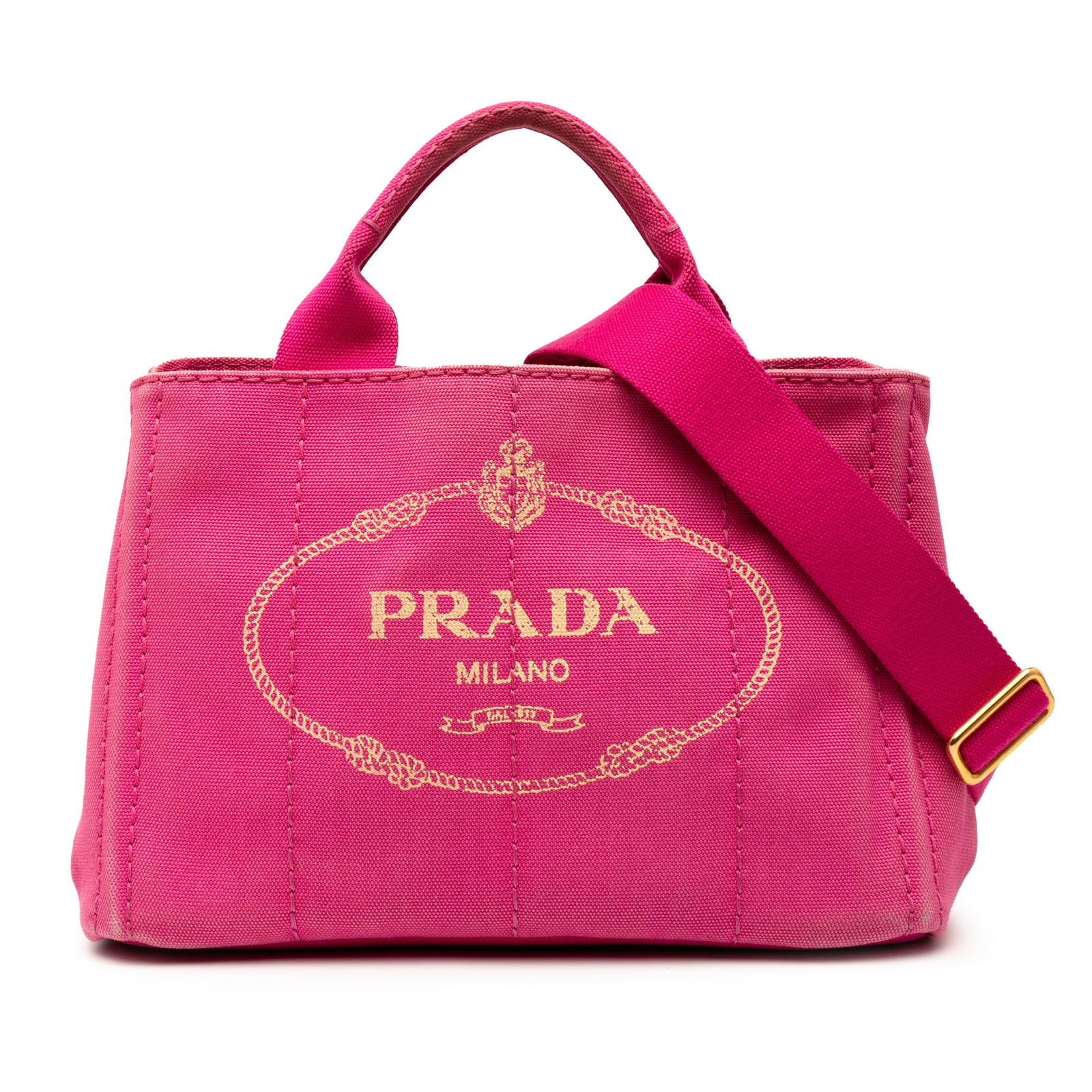 Prada Small Pink Canvas Canapa Logo Satchel Bag (1 of 10)