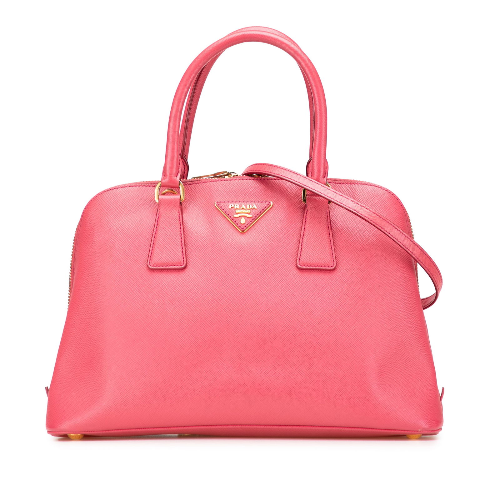 Prada Medium Saffiano Lux Promenade Satchel Pink Leather (1 of 13)