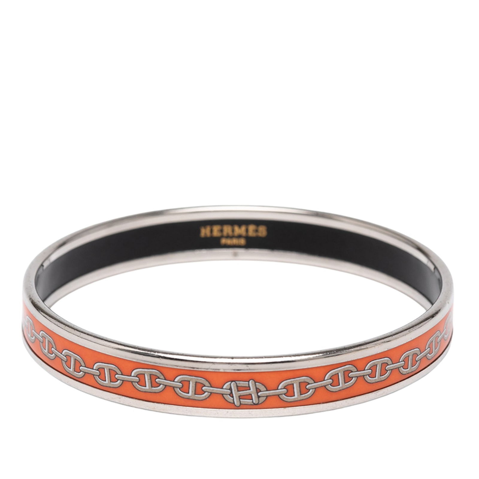 Hermes Narrow Chaine d Ancre Enamel Bangle Orange (1 of 5)