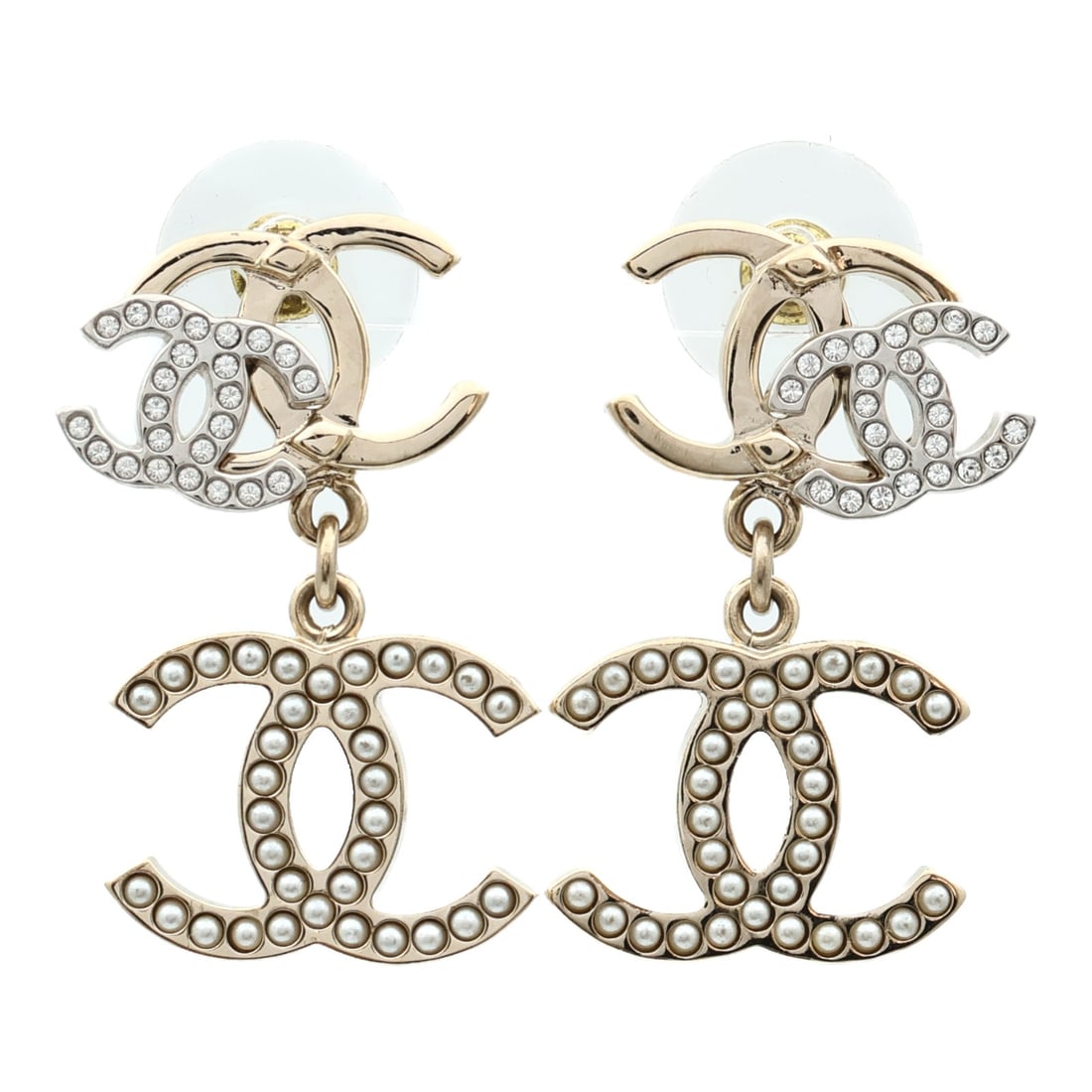 Gold Tone Pierced Earrings with CC Logo by CHANEL (1 of 11)
