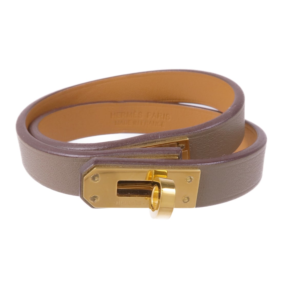 HERMES Mini Kelly Double Bracelet Veau Swift Leather Gray (1 of 12)