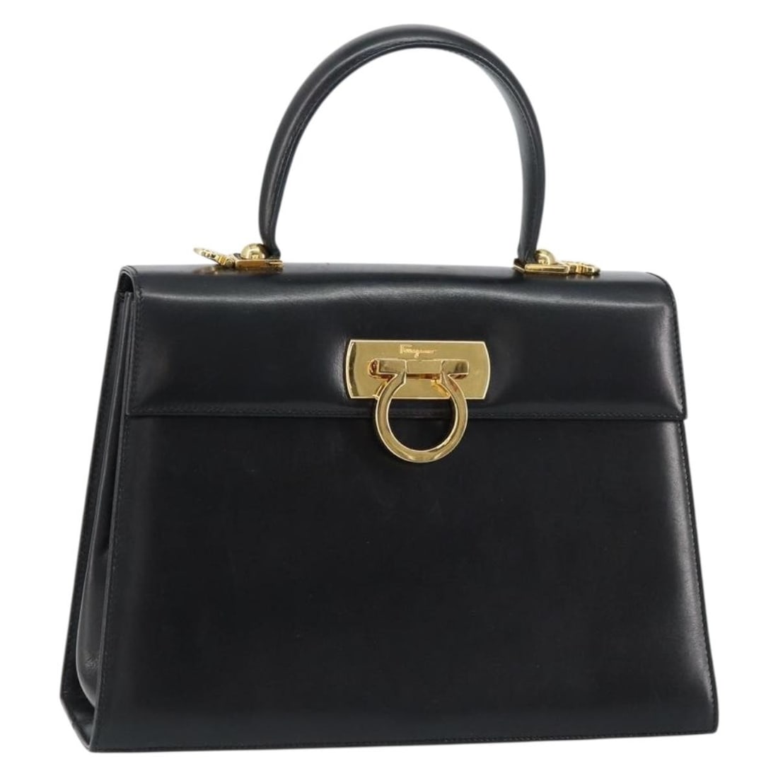 Black Gancini Convertible Top Handle Handbag by Salvatore Ferragamo (1 of 1)