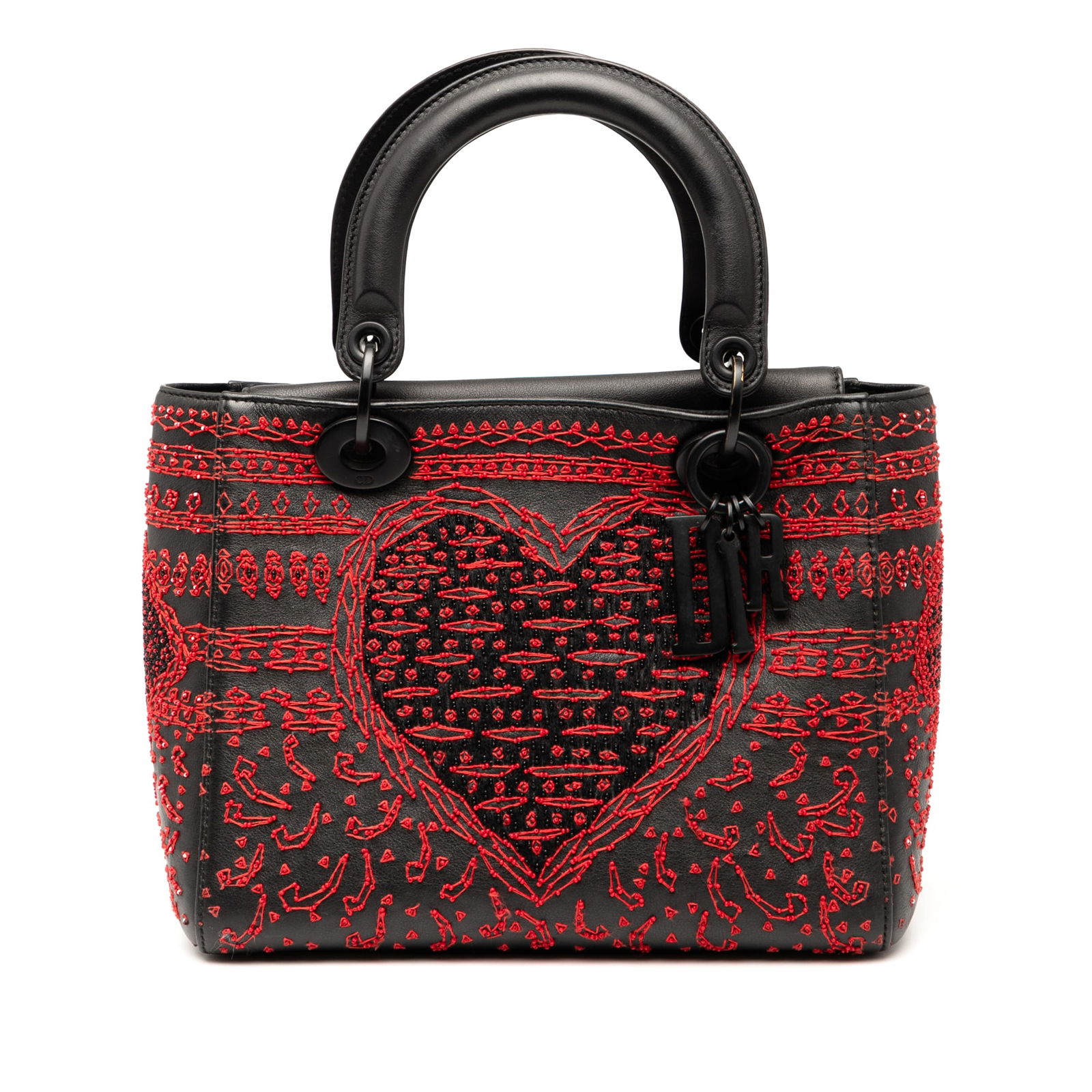 Dior Medium Lady Dior Heart Playing Cards Black Calfskin Bag: Dior Medium Lady Dior Heart Playing Cards Black Calfskin Bag Introducing the Medium Smooth Calfskin Embroidered Heart Playing Cards Lady Dior, a stunning handbag that showcases exquisite craftsmanship