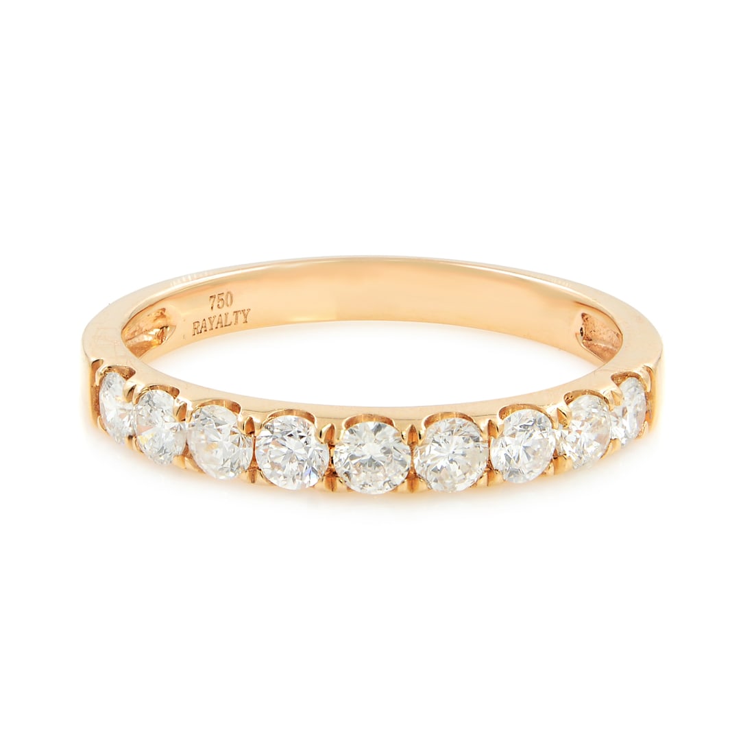 Rachel Koen 18K Rose Gold Diamond Eternity Band Ring 0.53ct 9 Diamonds Size 6.5 (1 of 2)