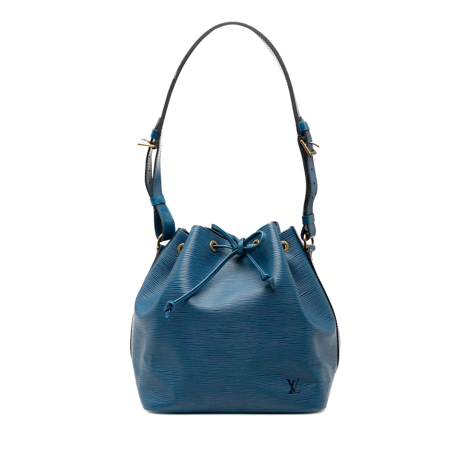 Louis Vuitton Epi Petit Noe Blue Leather Drawstring Bag (1 of 7)
