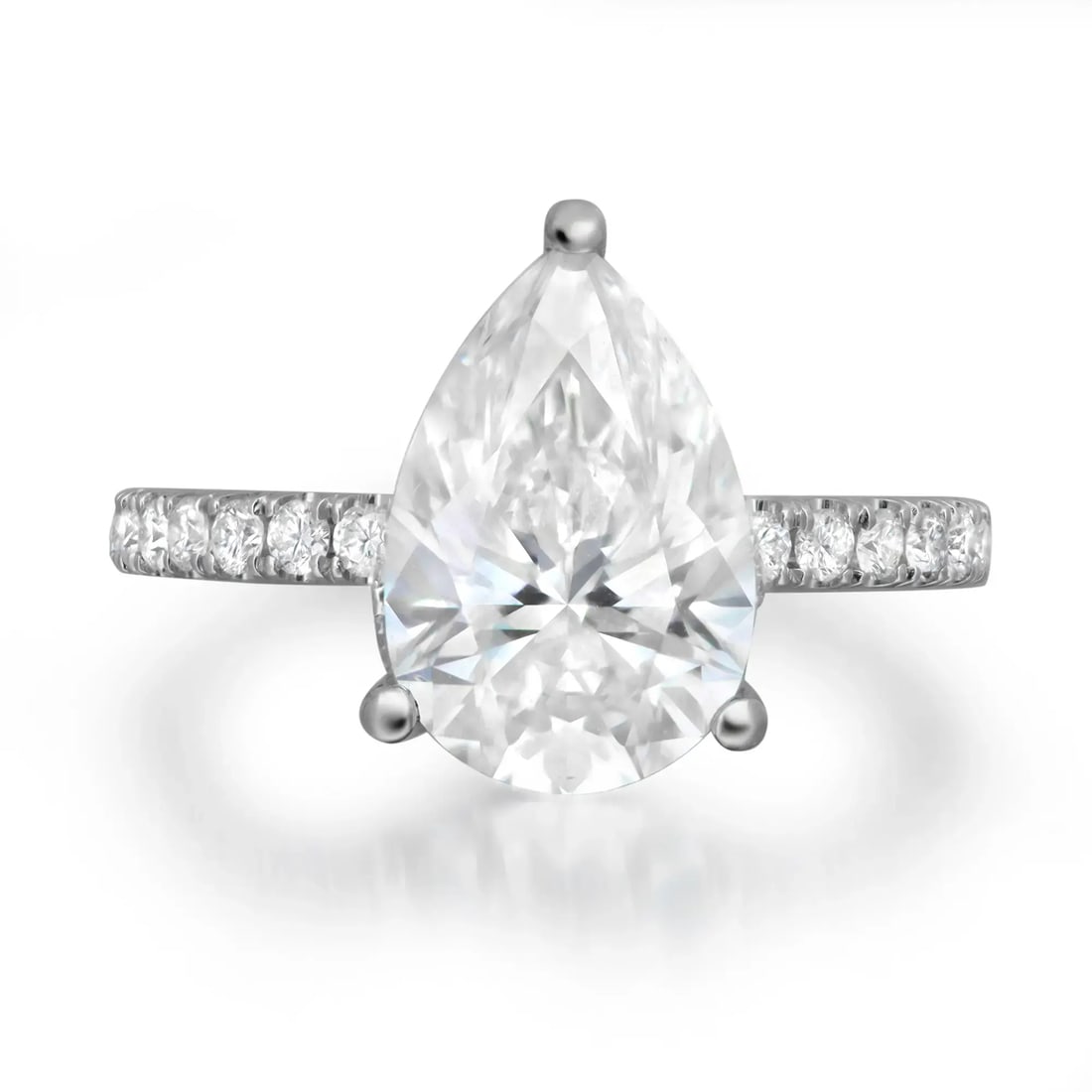 Rachel Koen 18K White Gold Pear Cut Diamond Engagement Ring 2.85ctw IGI Certified (1 of 6)