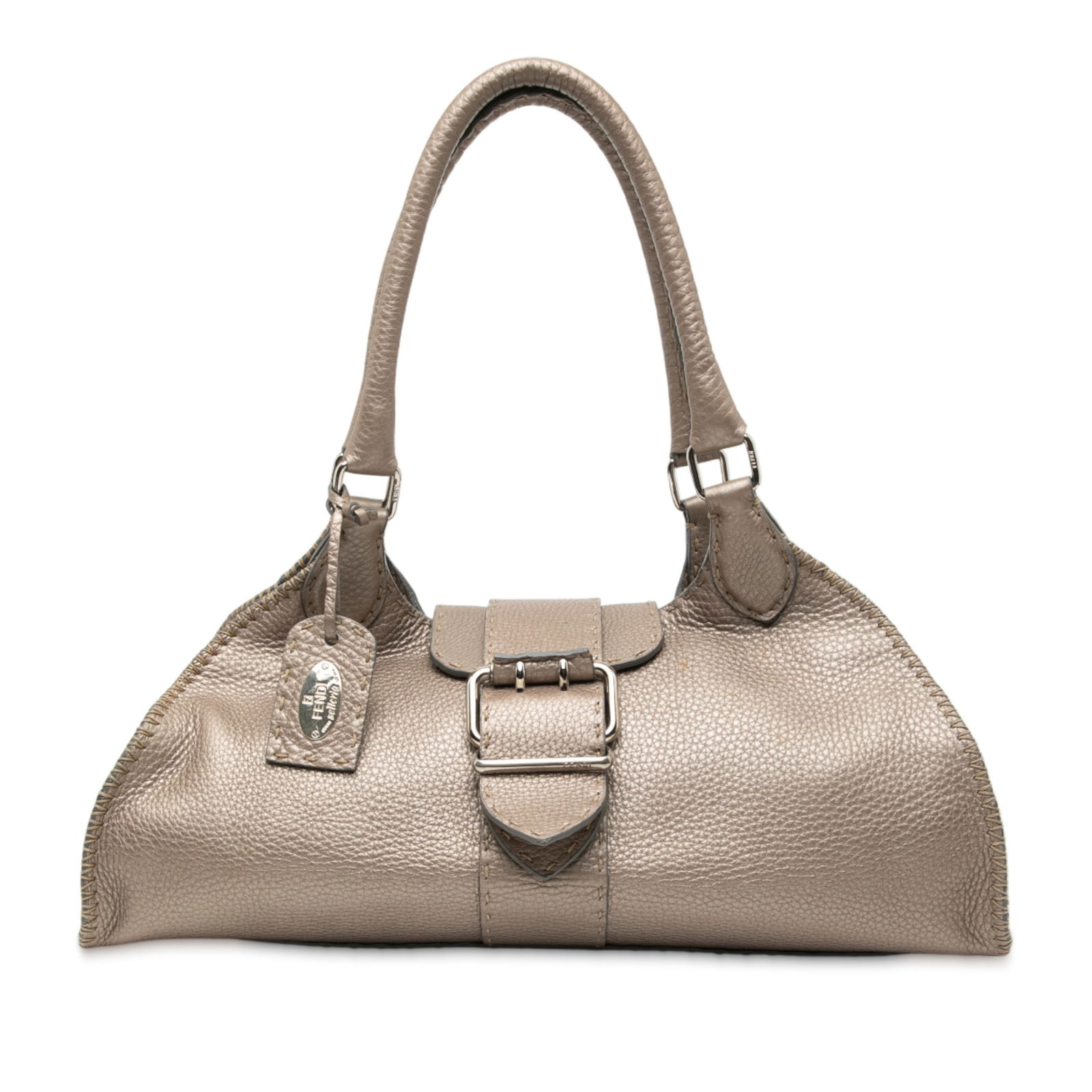 Fendi Selleria Sporty Brown Leather Shoulder Bag with Rolled Straps (1 of 7)