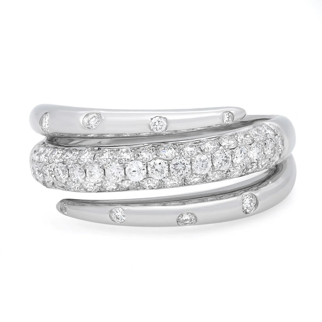 Rachel Koen 18K White Gold Spiral Diamond Ring 0.77ctw Pave Setting (1 of 6)