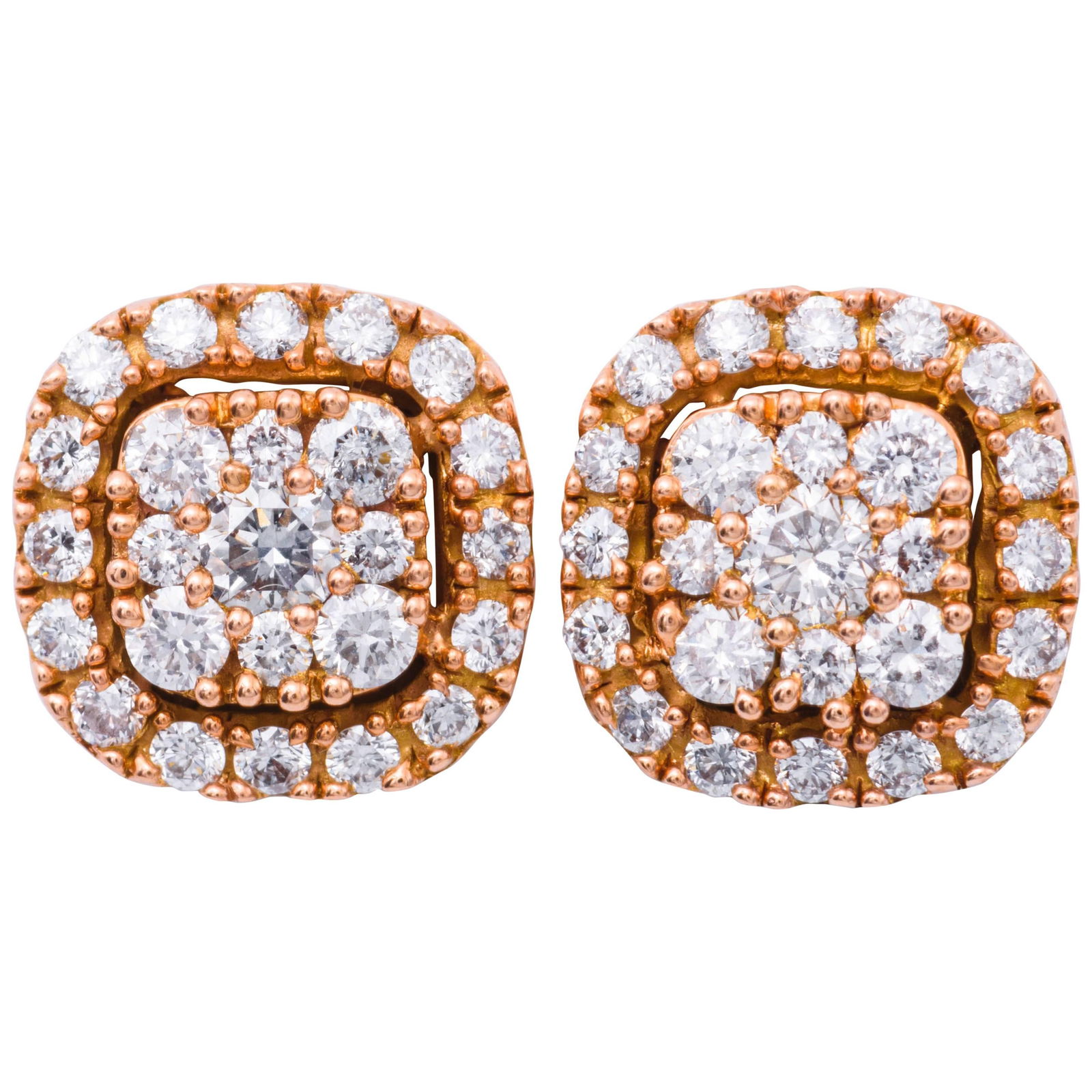 Harbor Diamonds 0.75ct Rose Gold Cluster Stud Earrings (1 of 4)