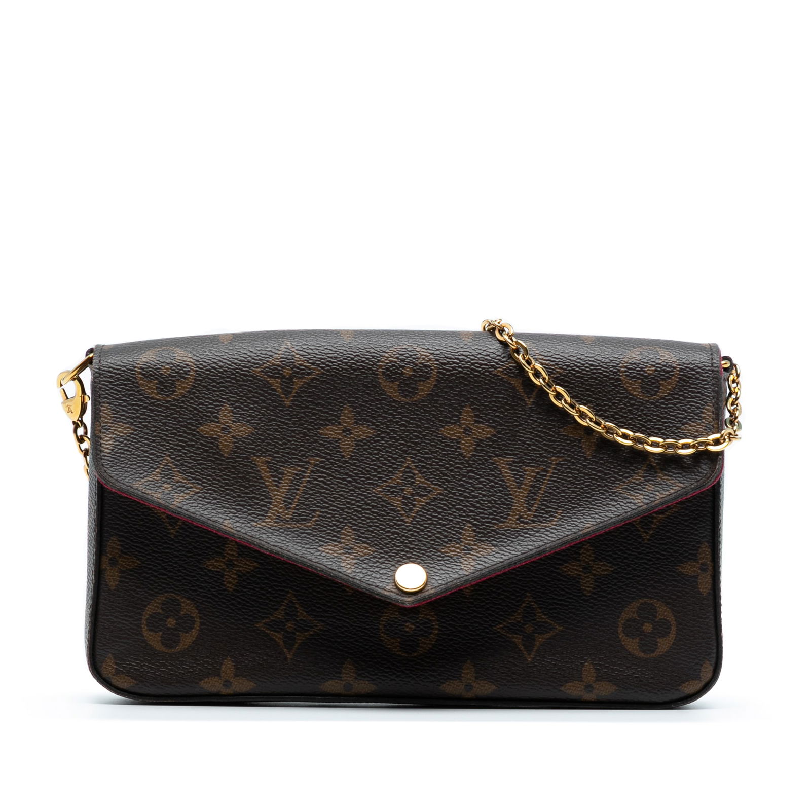 Louis Vuitton Monogram Pochette Felicie Crossbody Bag: Louis Vuitton Monogram Pochette Felicie Crossbody Bag The Louis Vuitton Monogram Pochette Felicie is a stylish crossbody bag crafted from iconic monogram canvas. It features a detachable gold-tone cha