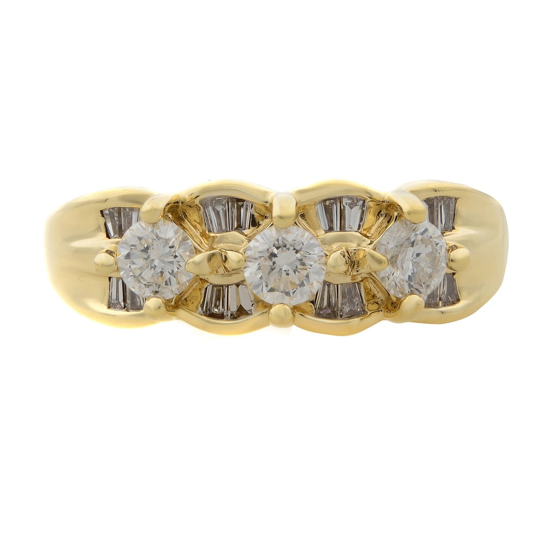 Rachel Koen 14K Yellow Gold Diamond Cocktail Ring 0.62ct 7.25: Rachel Koen 14K Yellow Gold Diamond Cocktail Ring 0.62ct 7.25 This exquisite ladies' cocktail ring by Rachel Koen is crafted from high-quality 14k yellow gold. It features a stunning combination of ba