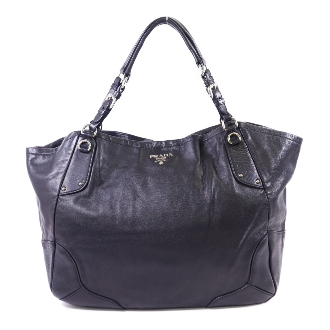 Prada Black Calfskin Leather Shoulder Bag with Silver Hardware (1 of 18)