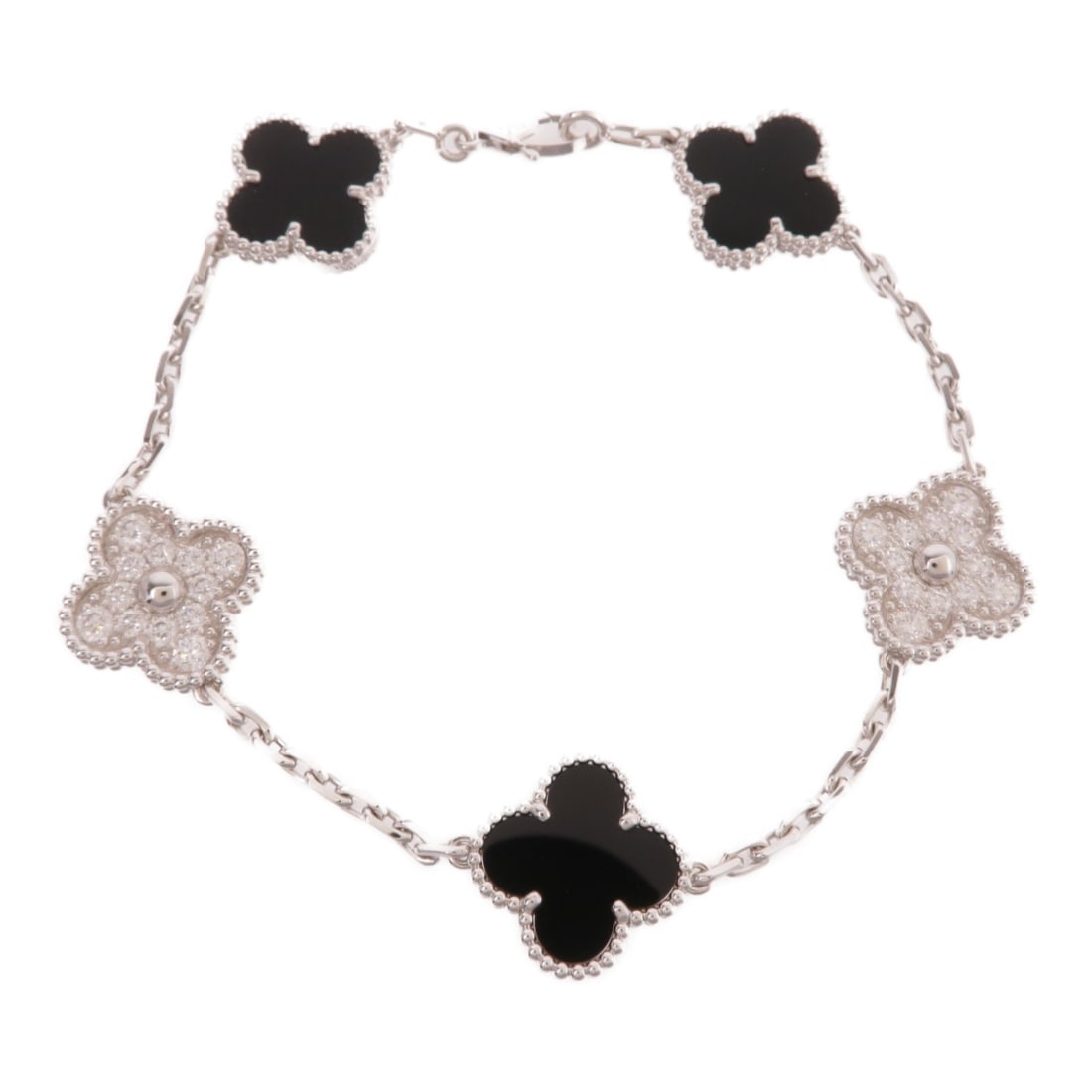 Van Cleef & Arpels Alhambra Onyx Diamond White Gold Bracelet (1 of 10)