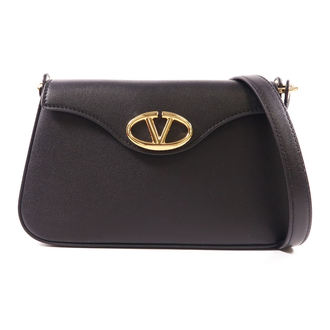 Valentino GHW V Logo Black Calfskin Leather Shoulder Bag: Valentino GHW V Logo Black Calfskin Leather Shoulder Bag Elevate your accessory collection with this Valentino GHW V Logo Cross Bag. Crafted from premium calfskin leather, this stylish shoulder bag fe