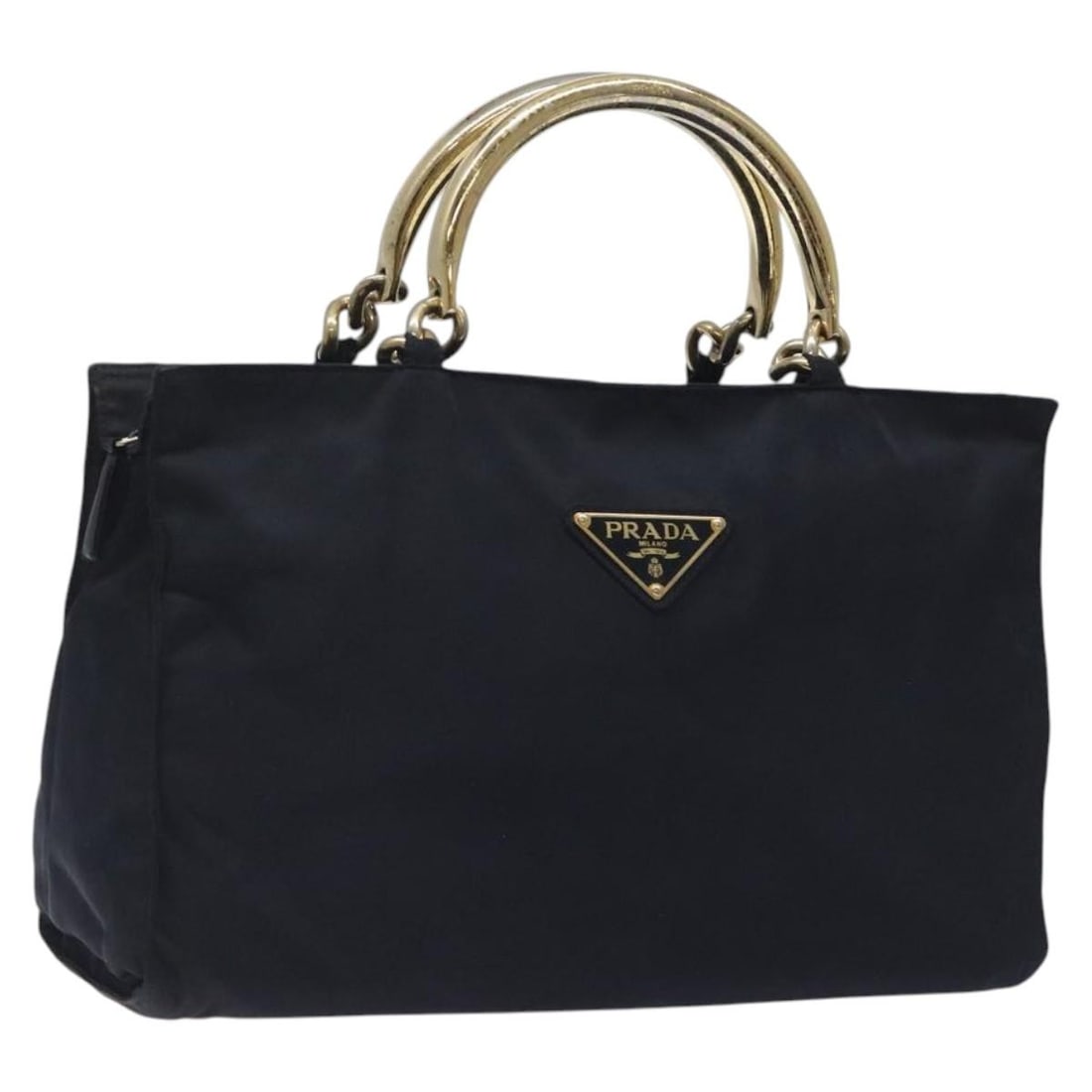 Navy Tote Bag with Metal Handles by Prada (1 of 1)