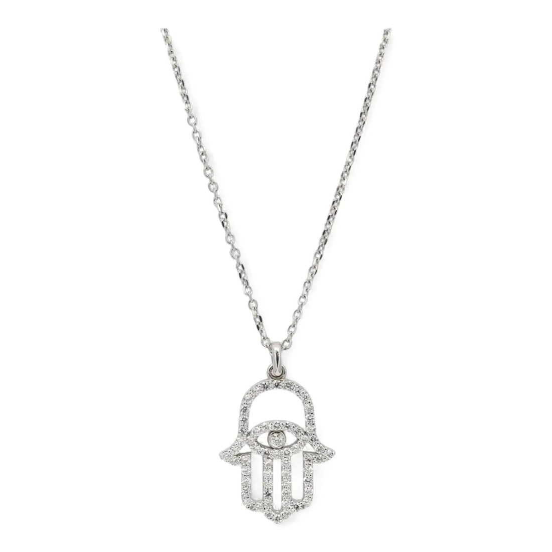 Rachel Koen Hamsa Necklace 0.70ct Lab Diamond 14k White Gold Pendant (1 of 6)