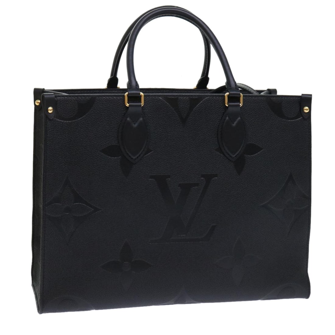 LOUIS VUITTON Monogram Empreinte On The Go MM Tote Black M45595 Auth (1 of 18)