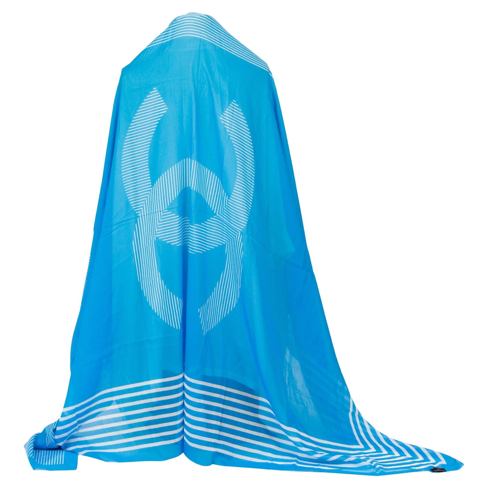 Chanel Turquoise White Stripe Shawl 80% Cotton 20% Silk Italy (1 of 4)