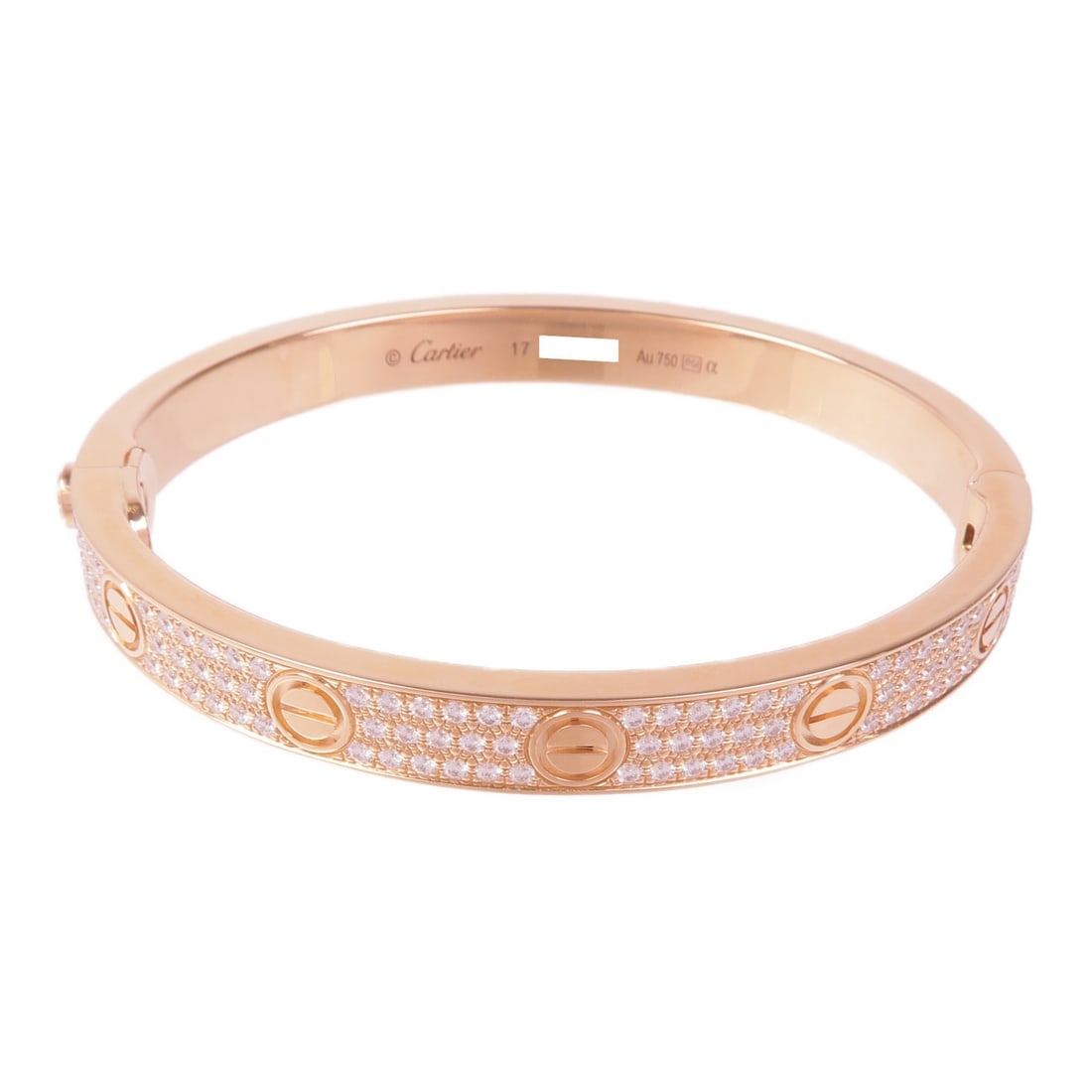 CARTIER Love Bracelet Classic 18K Pink Gold with Diamond: CARTIER Love Bracelet Classic 18K Pink Gold with Diamond This exquisite Cartier Love Bracelet features a classic design crafted from 18K pink gold (K18PG) and adorned with sparkling diamonds. The clea