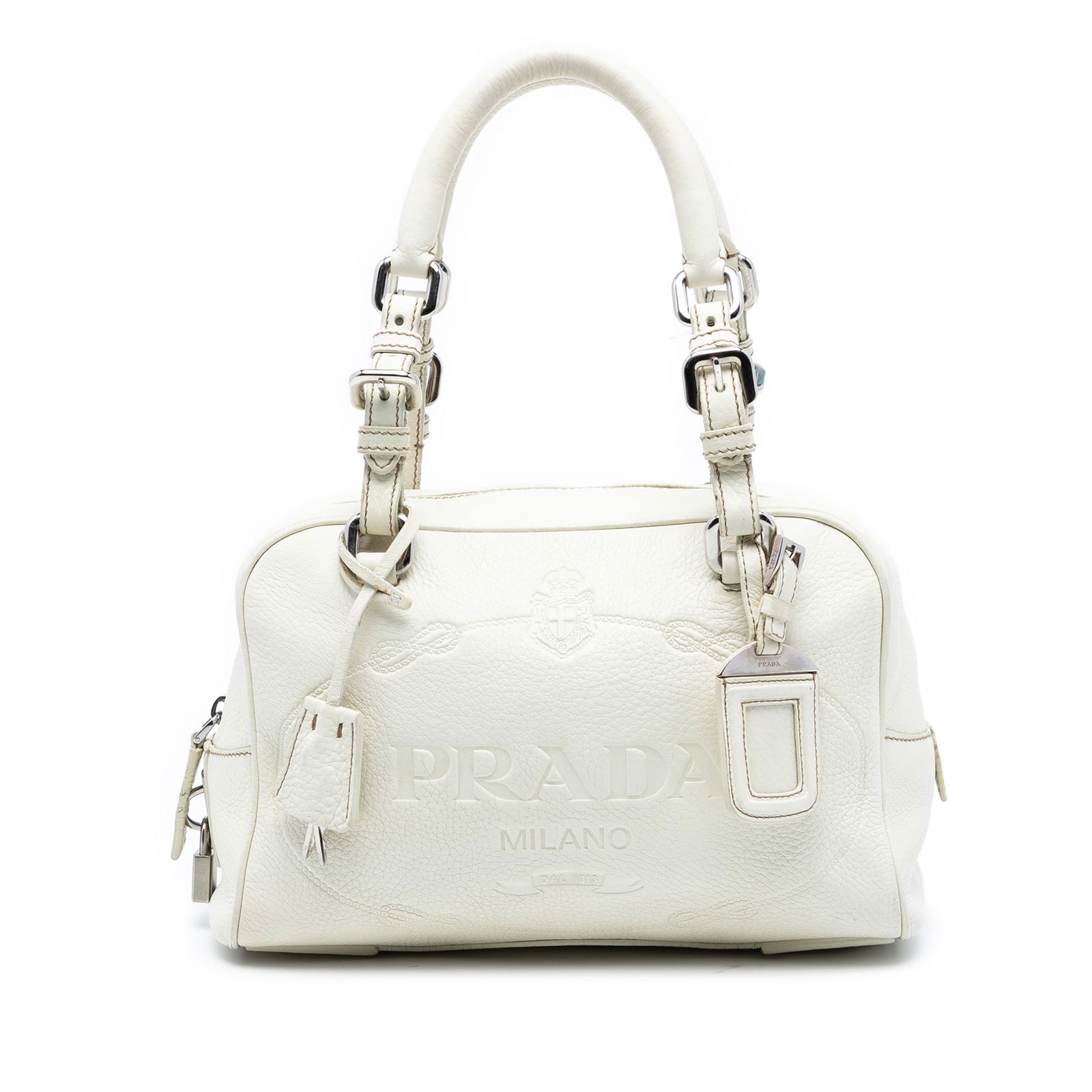 Vitello Daino Embossed Logo Leather Handbag by Prada (1 of 7)