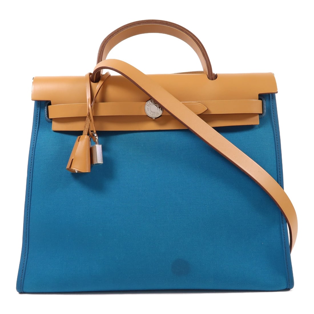 HERMES Herbag PM 2 Way Shoulder Bag Canvas Bleu Azteque: HERMES Herbag PM 2 Way Shoulder Bag Canvas Bleu Azteque This HERMES Herbag PM 2 Way Shoulder Handbag combines stylish design with practical functionality. Crafted from durable canvas in a striking Ble
