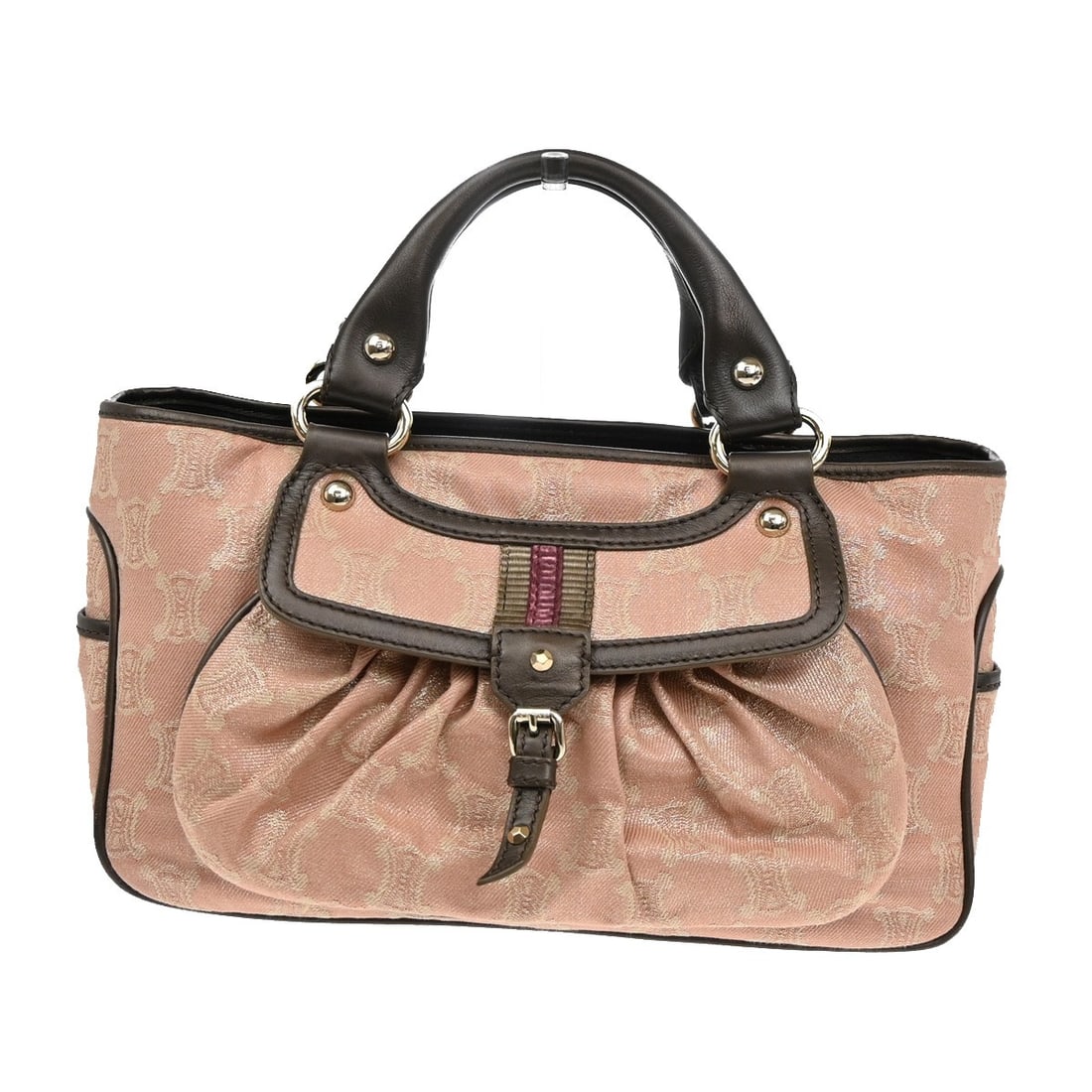 Pink and Brown Celine Boogie Handbag Satchel Style: Pink and Brown Celine Boogie Handbag Satchel Style This Celine Boogie Satchel features a pink and brown color combination and is designed for women. The bag shows minor signs of use, including