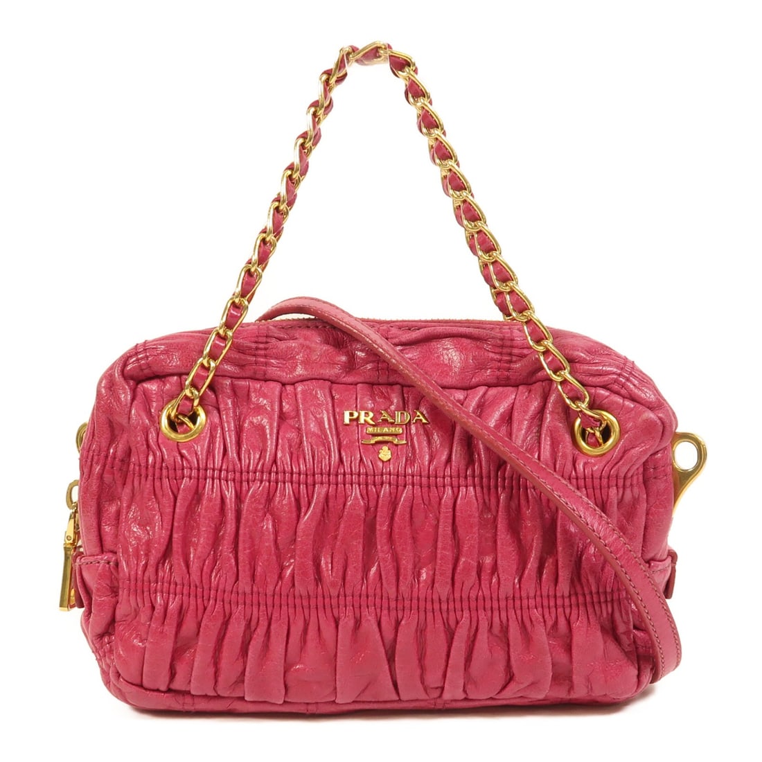 PRADA 2 Way Shoulder Bag BN1977 Pink Calfskin Leather GHW (1 of 18)