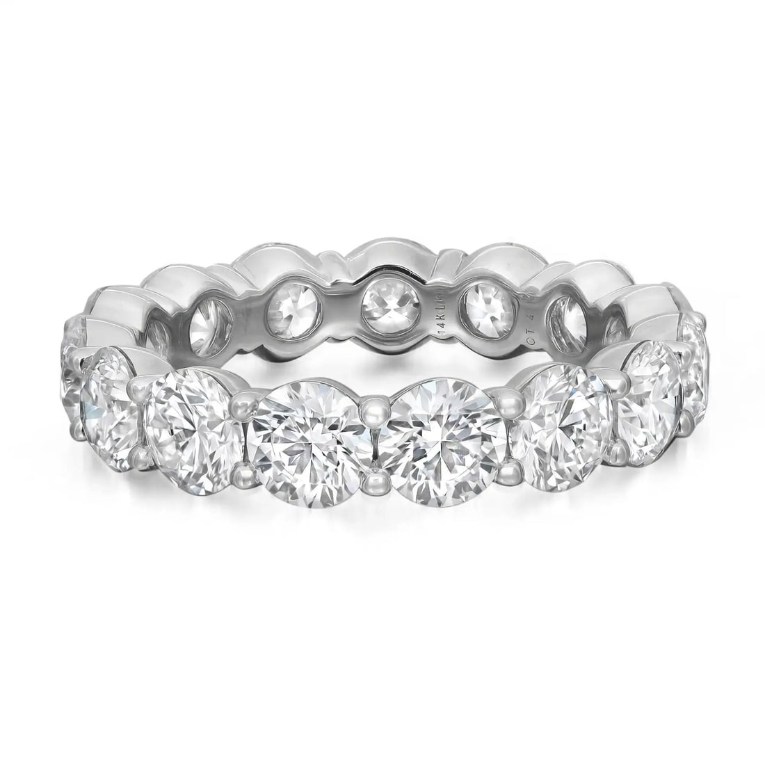 Rachel Koen 14K White Gold Lab Grown Diamond Eternity Band 4.37ct 15 Diamonds Size 6: Rachel Koen 14K White Gold Lab Grown Diamond Eternity Band 4.37ct 15 Diamonds Size 6 This exquisite round cut lab grown diamond eternity band ring is a stunning representation of timeless elegance. Cr