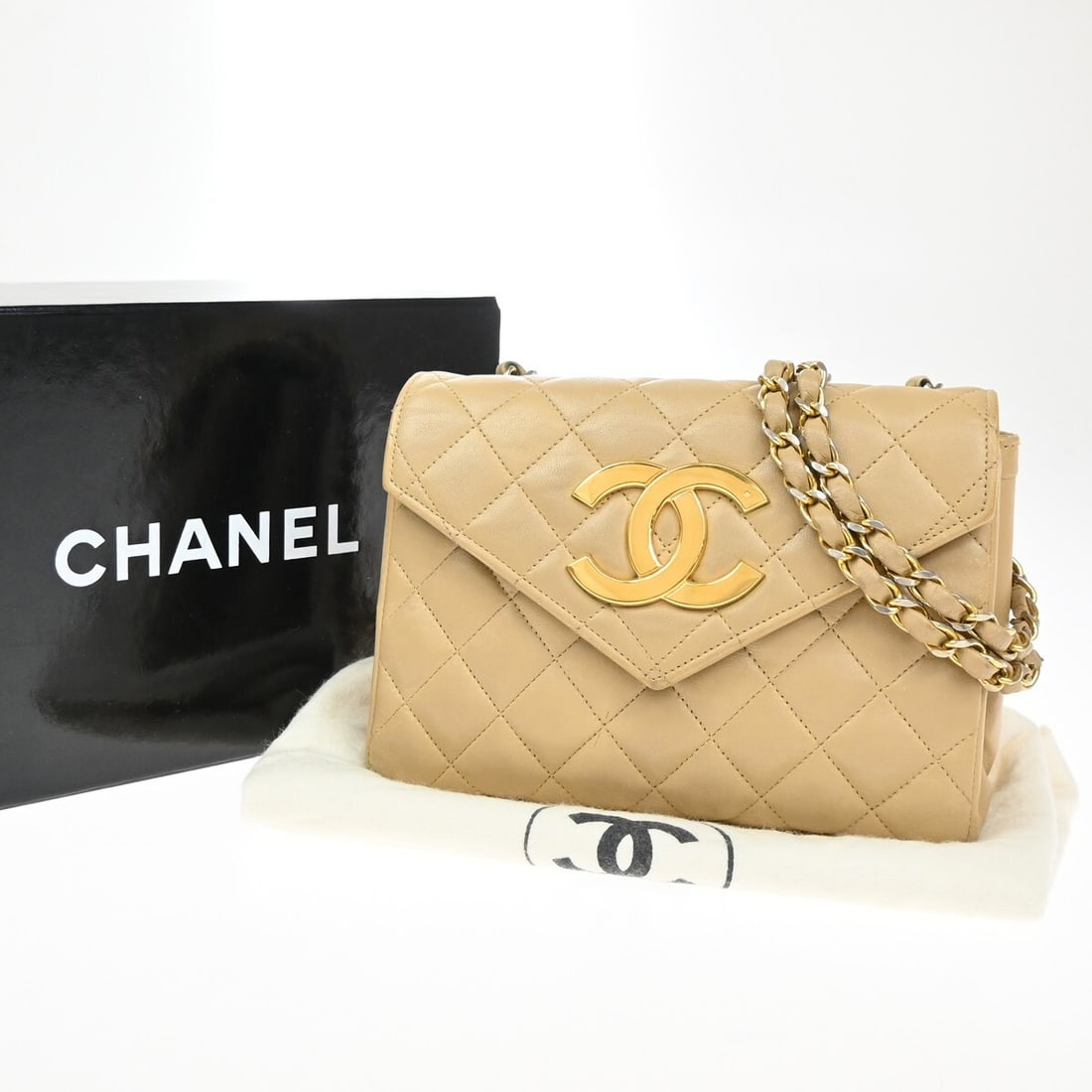 Beige Mini Envelope Flap Shoulder Bag by Chanel Vintage (1 of 1)