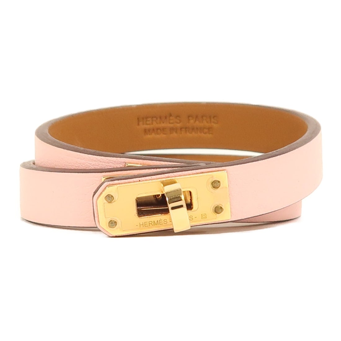 HERMES Mini Kelly Double Tour Bangle Swift Leather Pink (1 of 11)
