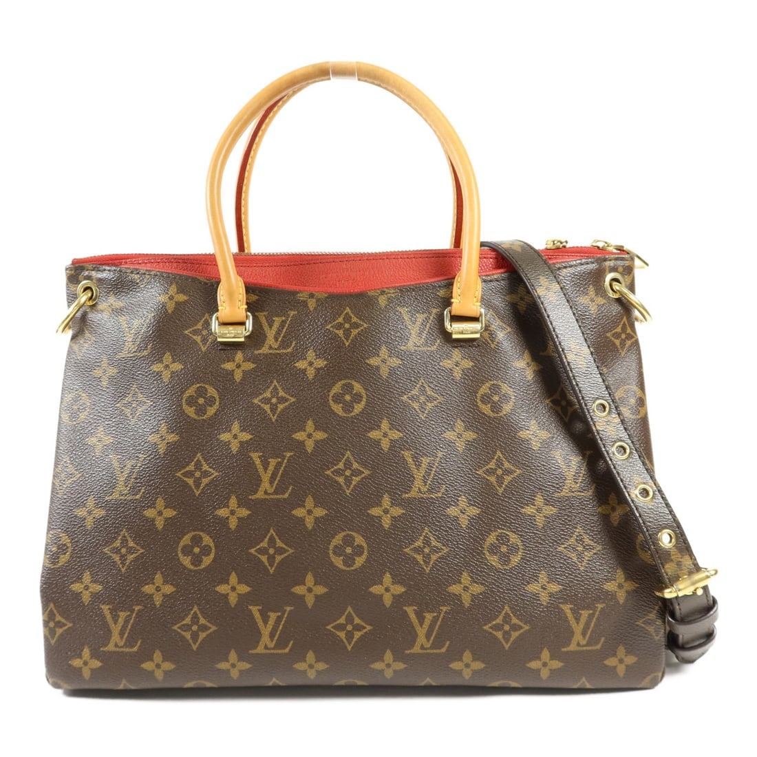 Louis Vuitton Pallas 2 Way Shoulder Bag M41175 Monogram Brown Red (1 of 18)