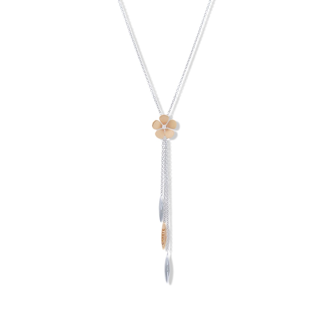 Rachel Koen 18K Gold Diamond Flower Pendant Necklace: Rachel Koen 18K Gold Diamond Flower Pendant Necklace This exquisite Diamond Two-Tone Flower Pendant Necklace is crafted from 18K yellow and white gold, showcasing a delicate floral design that is perf