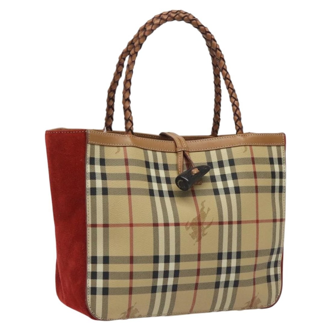 Burberry Nova Check Hand Bag Beige PVC Leather Made in Italy: Burberry Nova Check Hand Bag Beige PVC Leather Made in Italy This Burberry Nova Check Hand Bag is a stylish accessory crafted from durable PVC leather in a sophisticated beige color. With dimensions o