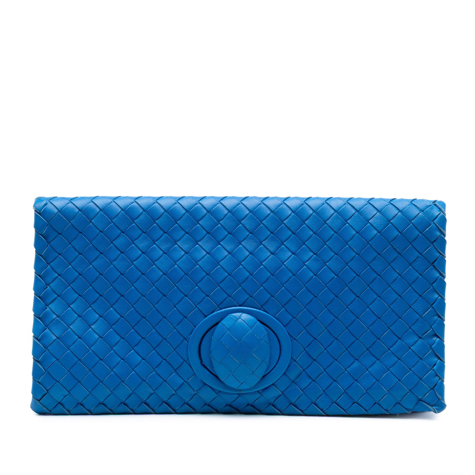 Bottega Veneta Blue Nappa Intrecciato Turn Lock Clutch Bag (1 of 7)