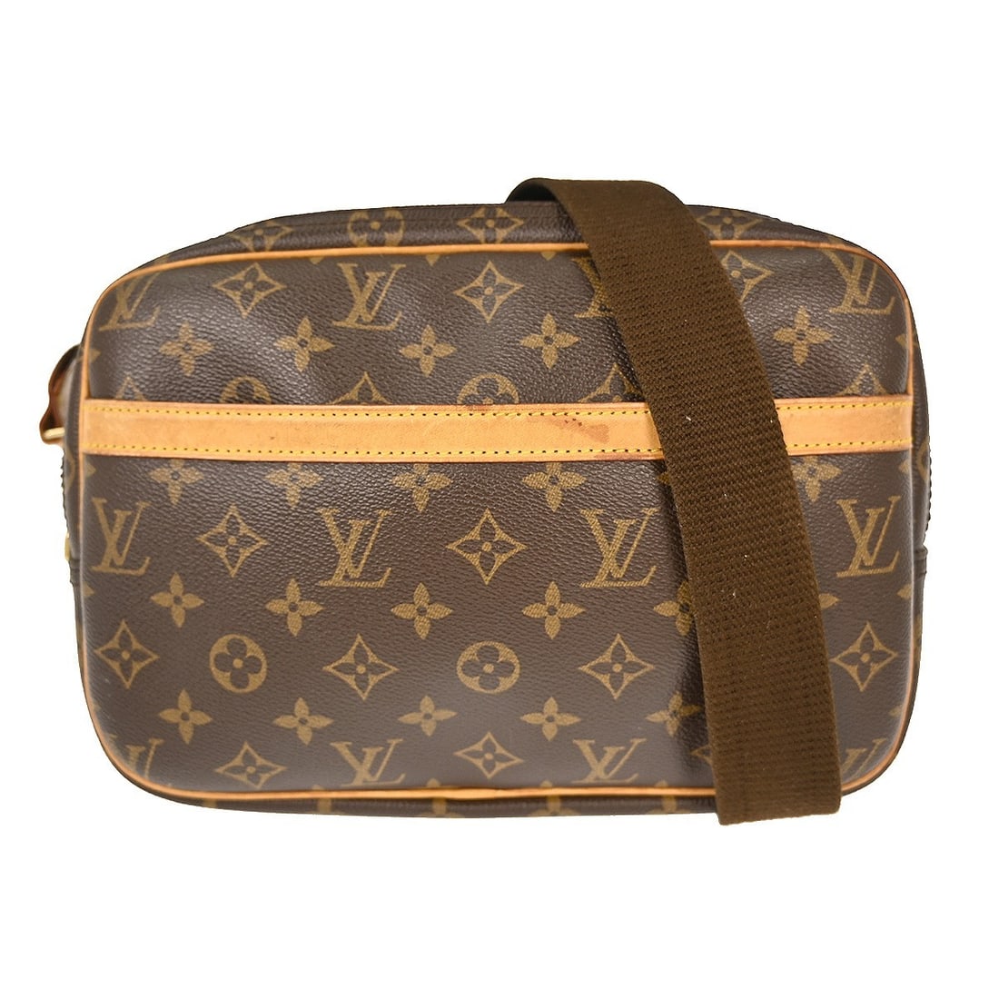Reporter Shoulder Bag by Louis Vuitton Brown Leather 27 x 20 x 13 cm: Reporter Shoulder Bag by Louis Vuitton Brown Leather 27 x 20 x 13 cm This is a Louis Vuitton Reporter shoulder bag in brown, designed for female use. The bag is in used condition and shows signs of we
