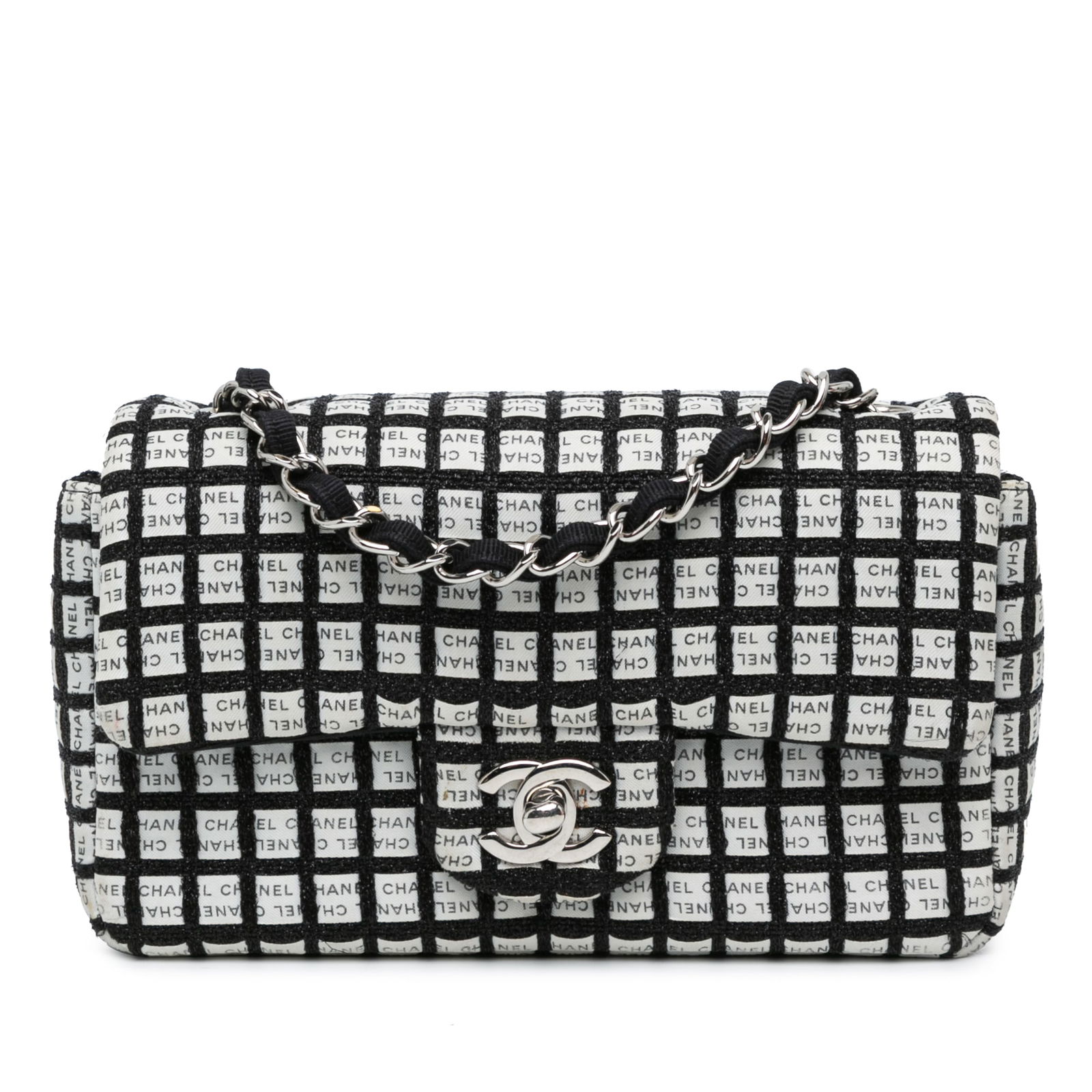 Chanel Mini Rectangular Classic Tweed Double Flap Crossbody Bag White: Chanel Mini Rectangular Classic Tweed Double Flap Crossbody Bag White Introducing the Chanel Mini Rectangular Classic Ribbon Tweed Double Flap crossbody bag, a stylish accessory that combines elegance
