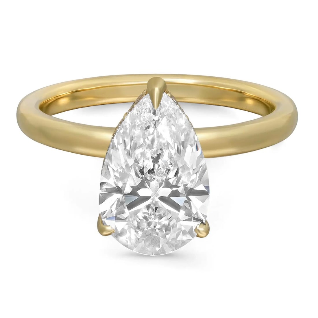 Rachel Koen GIA 2.23Ctw Pear Diamond Engagement Ring 14K Yellow Gold: Rachel Koen GIA 2.23Ctw Pear Diamond Engagement Ring 14K Yellow Gold This exquisite engagement ring by Rachel Koen features a stunning GIA certified pear-shaped lab-grown diamond at its center, weighi