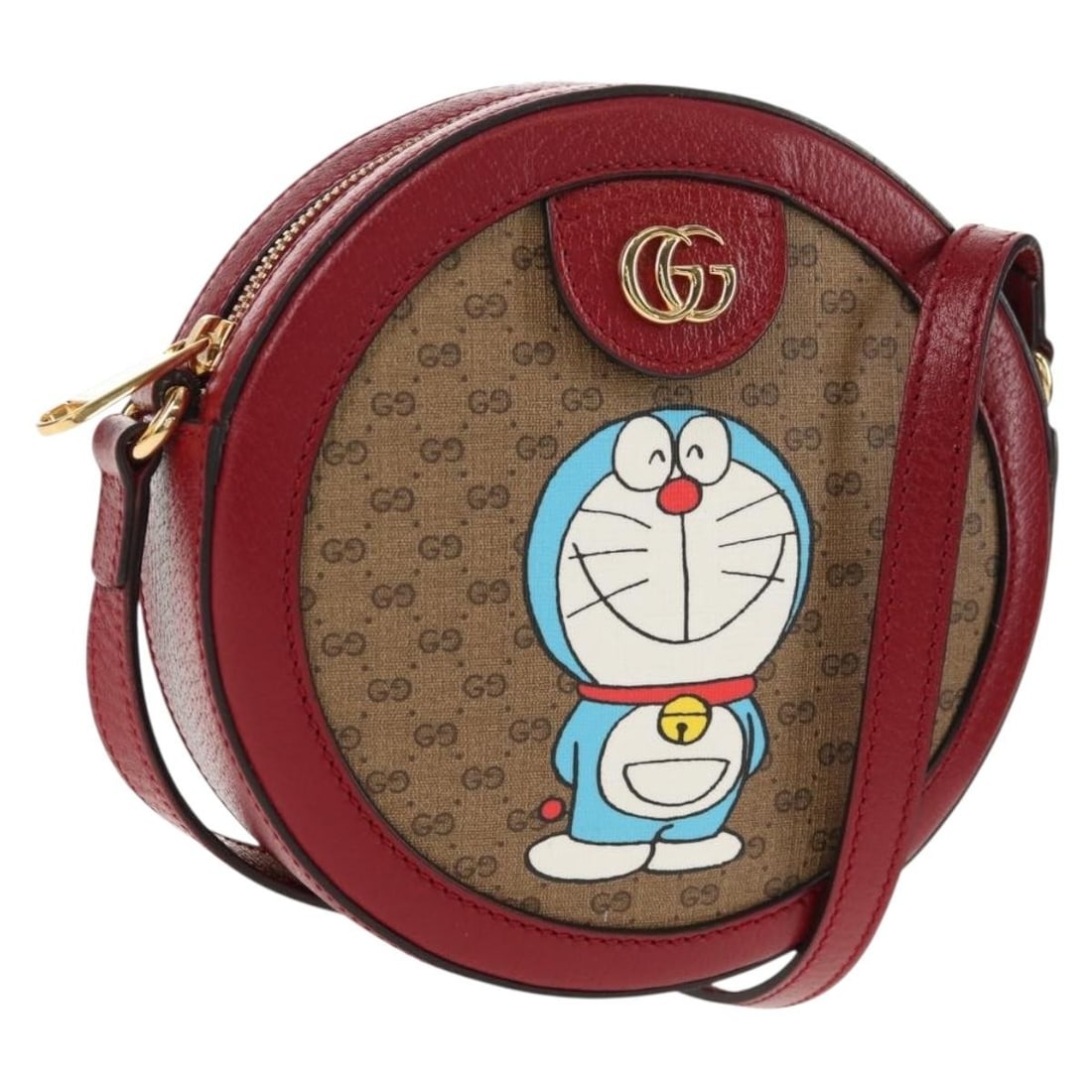 GUCCI Micro GG Doraemon Collaboration Shoulder Bag Beige PVC Auth 625216: GUCCI Micro GG Doraemon Collaboration Shoulder Bag Beige PVC Auth 625216 Introducing the GUCCI Micro GG Supreme Doraemon Collaboration Bag, a stylish shoulder bag crafted from high-quality PVC leather