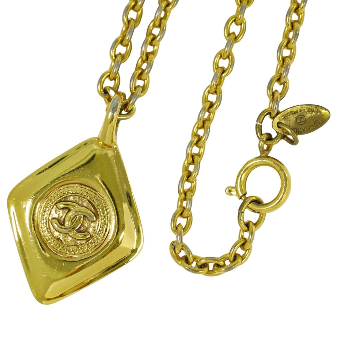 Vintage Gold Pendant Necklace by Chanel with CC Logo (1 of 1)