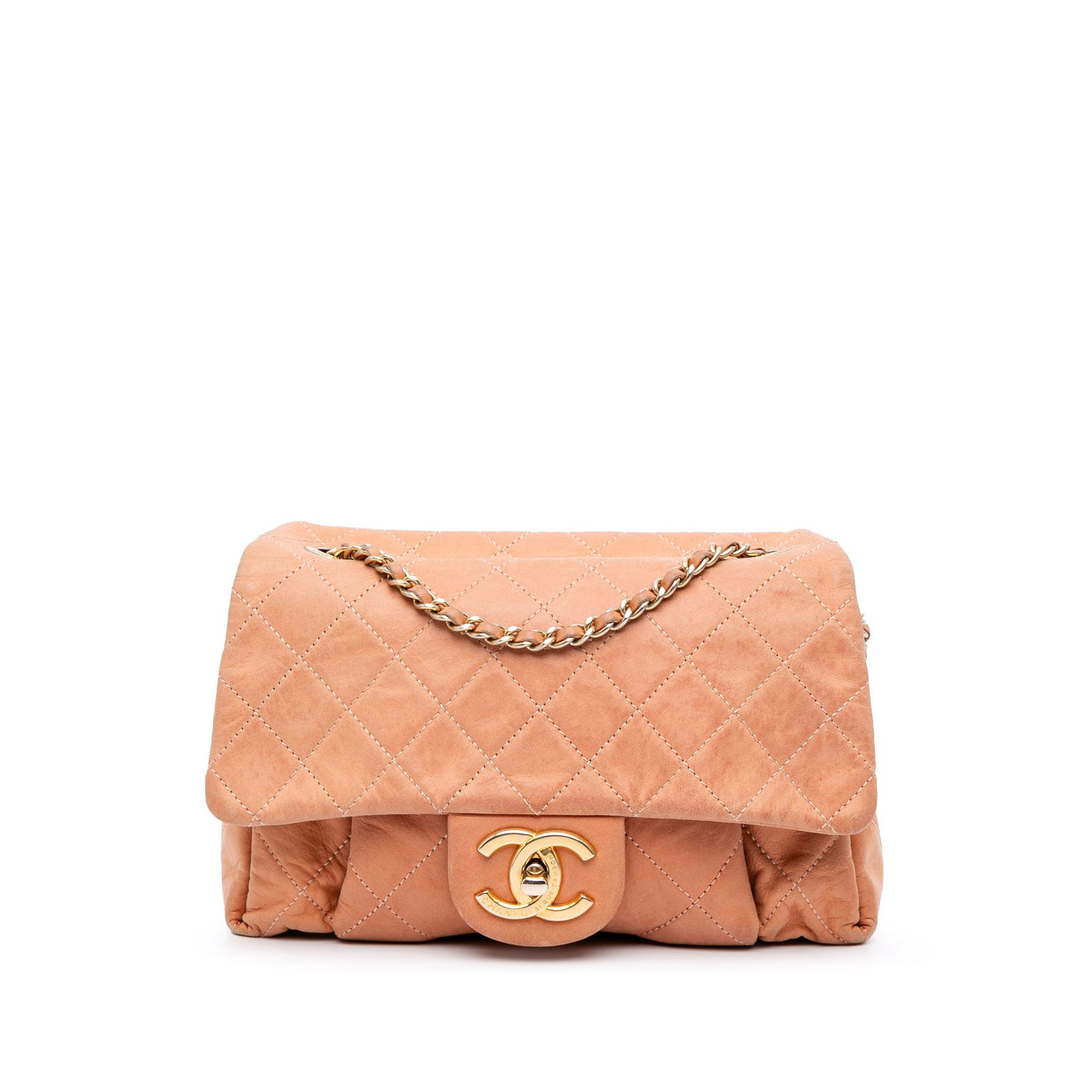 Chanel Small Aged Calfskin Orange Quilt Flap Bag: Chanel Small Aged Calfskin Orange Quilt Flap Bag This Chanel Quilted Calfskin Chic Quilt Flap shoulder bag is a stunning accessory crafted from high-quality quilted leather. It features elegant leathe