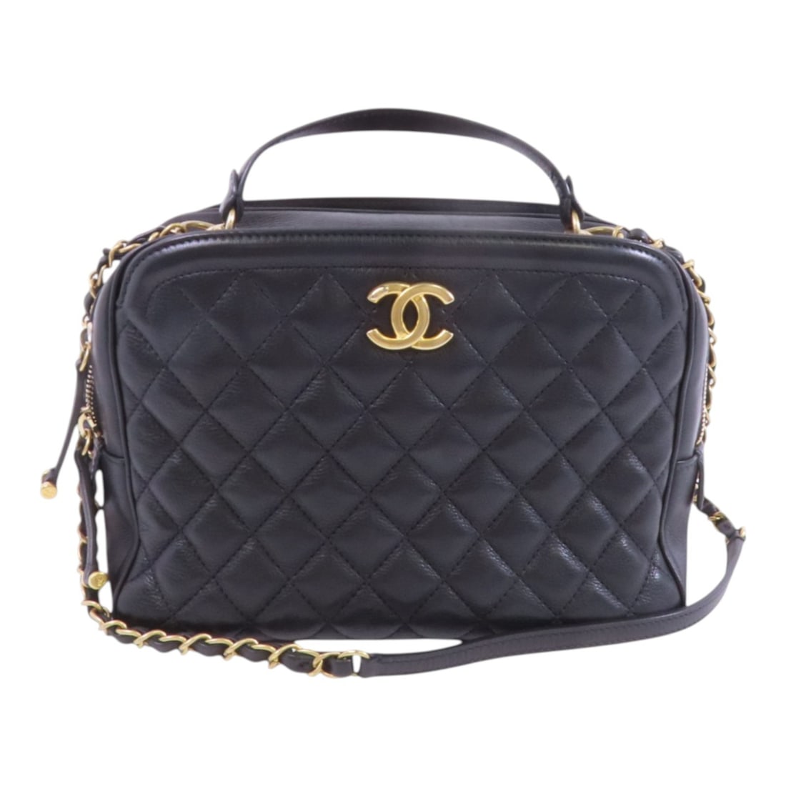 CHANEL Black Calfskin 2-Way Shoulder Bag A57906 with Gold Hardware (1 of 18)