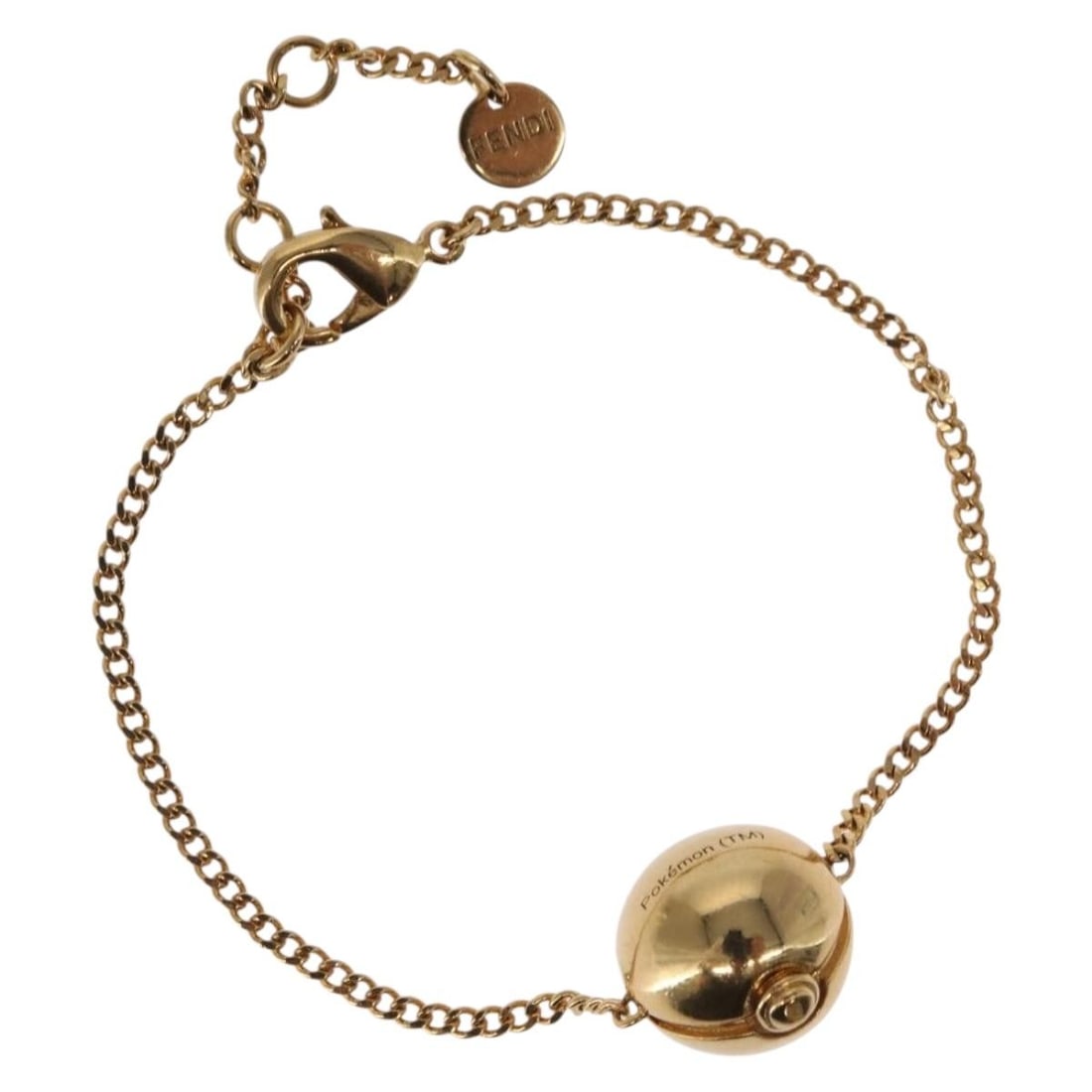 Fendi Fragment Pokemon Collaboration Gold Tone Metal Bracelet Italy (1 of 10)