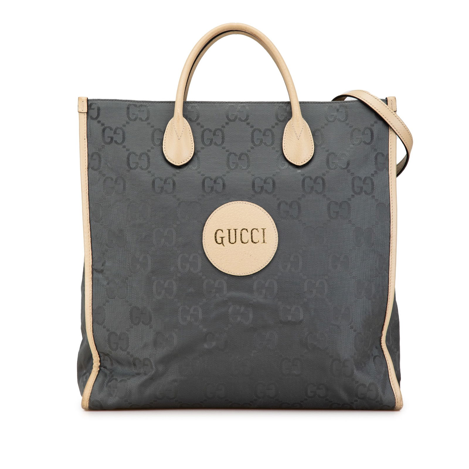 Gucci Medium GG Nylon Off the Grid Tote Gray Fabric Bag: Gucci Medium GG Nylon Off the Grid Tote Gray Fabric Bag This Gucci Medium GG Nylon Off the Grid Convertible Tote is a stylish and practical accessory crafted from durable nylon with leather trim. The