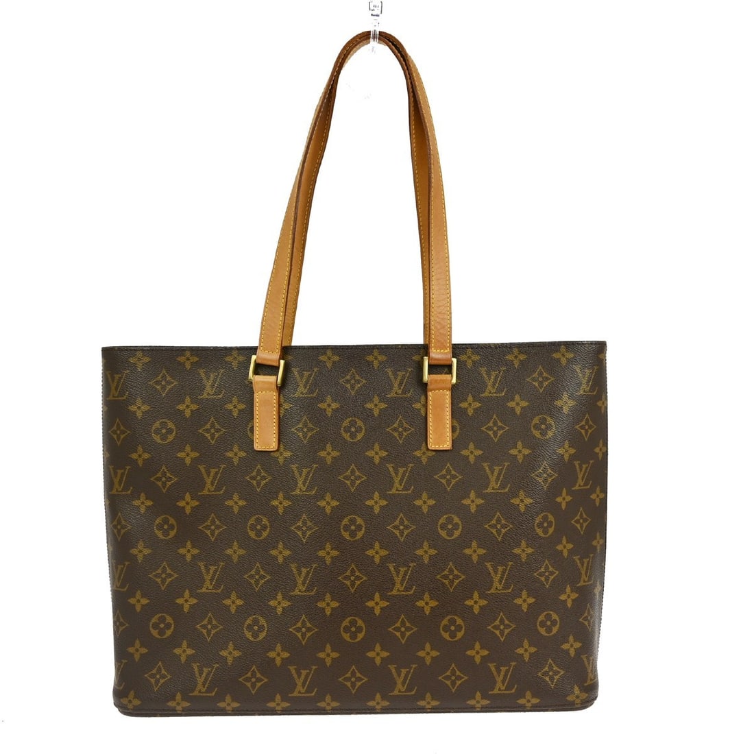 Luco Monogram Shoulder Tote Bag by Louis Vuitton: Luco Monogram Shoulder Tote Bag by Louis Vuitton This pre-owned Louis Vuitton Monogram Luco tote bag features a classic brown monogram canvas. The bag exhibits signs of use, including scuffs, dirt, an