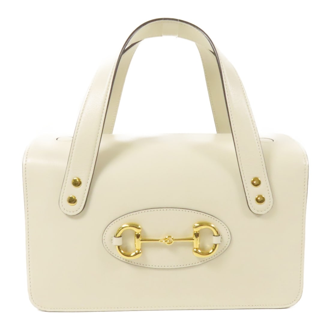 GUCCI 1955 Horsebit Boston Bag Calfskin Leather Beige (1 of 15)